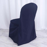 Navy Blue Polyester Banquet Chair Cover, Reusable Stain Resistant Slip On Chair Cover