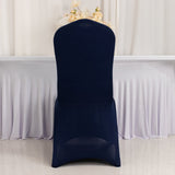 Premium Spandex Chair Cover with Foot Pockets for Banquet Chairs Navy Blue