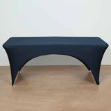 6ft Navy Blue Open Back Stretch Spandex Table Cover, Rectangular Fitted Tablecloth