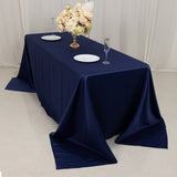 90x132inch navy blue Seamless Lamour Satin Rectangle Tablecloth for 6 Foot Table