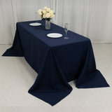 90x132inch Navy Blue Fire Retardant Tablecloth, Seamless Premium Polyester Rectangular Table Cover