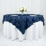 72x72inch Navy Blue 3D Leaf Petal Taffeta Fabric Table Overlay