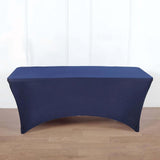 Navy Blue Stretch Spandex Rectangle Tablecloth 8ft Wrinkle Free Fitted Table Cover