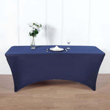 Navy Blue Stretch Spandex Rectangle Tablecloth 8ft Wrinkle Free Fitted Table Cover