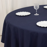 Navy Blue Seamless Cotton Blend Round Tablecloth - 90inch