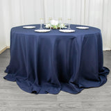 Navy Blue Seamless Premium Polyester Round Tablecloth 132inch Inherently Flame Retardant Table Cover