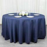 120inch Navy Blue 200 GSM Seamless Premium Polyester Round Tablecloth