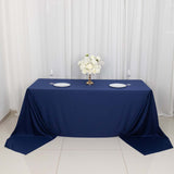 90x156inch Navy Blue Premium Scuba Wrinkle Free Rectangular Tablecloth, Seamless Scuba Polyester