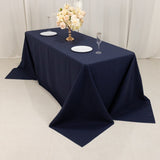 Navy Blue Cotton Blend Rectangular Tablecloth Seamless 90x132inch for 6 Foot Table