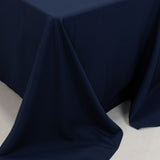 90x132inch Navy Blue Fire Retardant Tablecloth, Seamless Premium Polyester Rectangular Table Cover