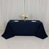 90x132inch Navy Blue Fire Retardant Tablecloth, Seamless Premium Polyester Rectangular Table Cover