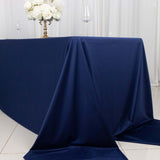 90x156inch Navy Blue Premium Scuba Wrinkle Free Rectangular Tablecloth, Seamless Scuba Polyester