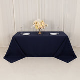 Navy Blue Cotton Blend Rectangular Tablecloth Seamless 90x132inch for 6 Foot Table