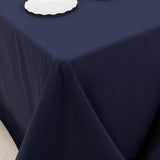 Navy Blue Cotton Blend Rectangular Tablecloth Seamless 90x132inch for 6 Foot Table