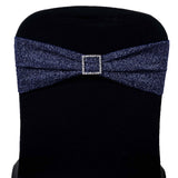 5 Pack | Navy Blue Metallic Shimmer Tinsel Spandex Chair Sashes