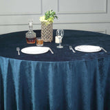 120inch Navy Blue Seamless Premium Velvet Round Tablecloth, Reusable Linen