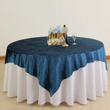 72x72Inch Navy Blue Premium Velvet Table Overlay, Square Tablecloth Topper
