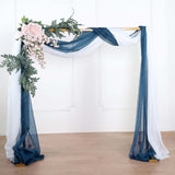 18ft | Navy Blue Wedding Arch Drapery Fabric Window Scarf Valance, Sheer Organza Linen