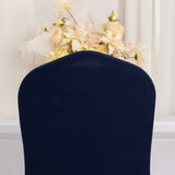 Premium Spandex Chair Cover with Foot Pockets for Banquet Chairs Navy Blue