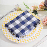 5 Pack | Navy Blue/White Buffalo Plaid Cloth Dinner Napkins, Gingham Style | 15x15Inch