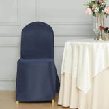 10 Pack Navy Blue Polyester Banquet Chair Covers, Reusable Stain Resistant Slip On Chair Covers