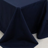 90x156inch Navy Blue Fire Retardant Tablecloth, Seamless Premium Polyester Rectangular Table Cover