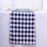 Buffalo Plaid Table Runner | Navy / White | Gingham Polyester Checkered Table Runner