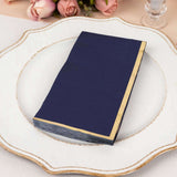 50 Pack Navy Blue Soft 2 Ply Disposable Party Napkins with Gold Foil Edge