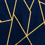 60"x102" Navy Blue Rectangle Polyester Tablecloth With Gold Foil Geometric Pattern#whtbkgd