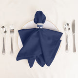 5 Pack Navy Blue Cotton Blend Cloth Napkins, Washable Reusable Table Dinner Napkins