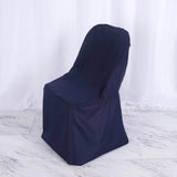 10 Pack Navy Blue Polyester Folding Chair Covers, Reusable Stain Resistant