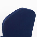 Navy Blue Ruffle Pleated Skirt Banquet Spandex Chair Slipcover, 1-Piece Stretch Fitted Chair Cover