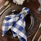 5 Pack | Navy Blue/White Buffalo Plaid Cloth Dinner Napkins, Gingham Style | 15x15Inch