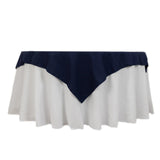 Navy Blue Cotton Blend Square Table Overlay - 54x54inch