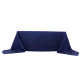 90x156Inch Navy Blue Accordion Crinkle Taffeta Rectangular Tablecloth