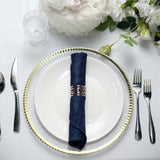 5 Pack | Navy Blue Accordion Crinkle Taffeta Dinner Napkins | 20x20Inch