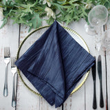 5 Pack | Navy Blue Accordion Crinkle Taffeta Dinner Napkins | 20x20Inch#whtbkgd