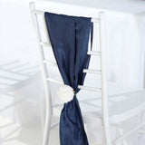 Pack of 5 | Accordion Crinkle Taffeta Chair Sashes - Navy Blue