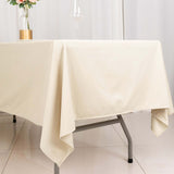 60"x102" Beige Premium Scuba Wrinkle Free Rectangular Tablecloth, Scuba Polyester Tablecloth