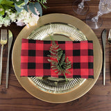 5 Pack | Black/Red Buffalo Plaid Cloth Dinner Napkins, Gingham Style | 15x15Inch