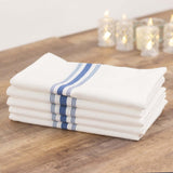 10 Pack White Spun Polyester Cloth Napkins with Blue Reverse Stripes