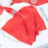 5 Pack | Red Accordion Crinkle Taffeta Cloth Dinner Napkins