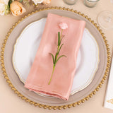 5 Pack Dusty Rose Striped Satin Linen Napkins, Wrinkle-Free Reusable Wedding Napkins