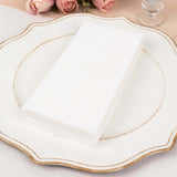 20 Pack White Soft Linen-Feel Airlaid Paper Dinner Napkins, Highly Absorbent Disposable