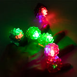 24 Pack Rubber LED Light-Up Rings, Flashing Jelly Finger Toys with 3 Flashing Modes for Party Favors