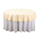 70" Round Beige Polyester Linen Tablecloth