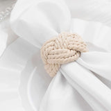 4 Pack | Rustic Burlap Napkin Rings, Handmade Braided Jute Napkin Holders - Cream