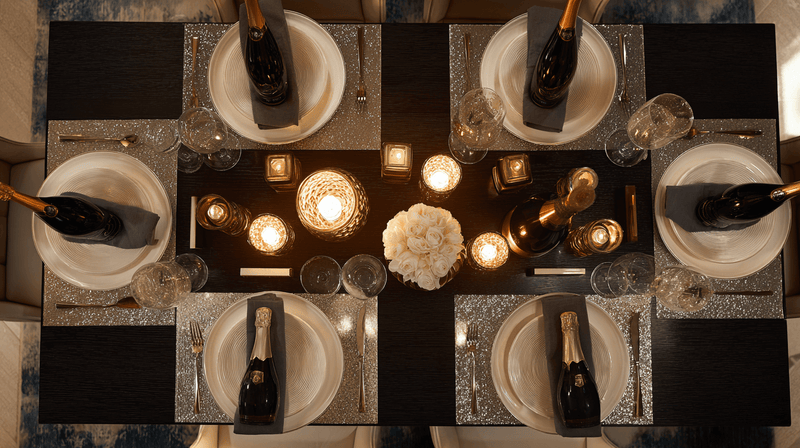 New Year Modern Metallic Tablescapes