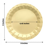 25 Pack | 9inch Geometric Metallic Gold Foil Dinner Paper Plates, Disposable Party Plates - 400 GSM