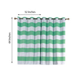 White/Mint Cabana Stripe Thermal Blackout Window Curtain Grommet Panels, Noise Cancelling Curtains